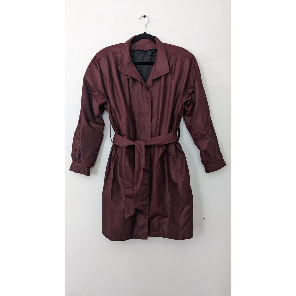 London Fog Topper Coat Vintage No Lining Shoulder Pads Rust Burgundy Size 8 Reg